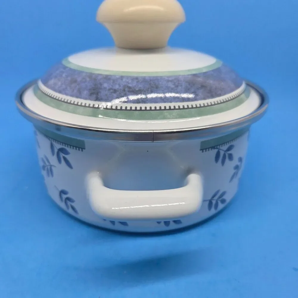 Villeroy And Boch Switch 3 Blue And White 1.5 Qt Metal Stew Pot Used Condition